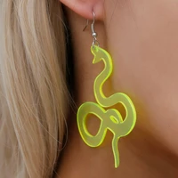 punk twisted fluorescent snake earrings womens fashion long drop personality earrings party jewelry
