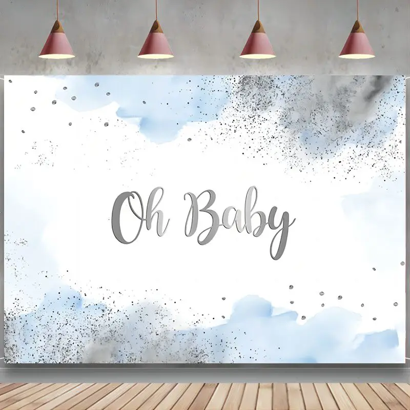 

Детский фон акварель детский душ фотография синее облако серебряная вспышка фотография торта стол Баннер реквизит для фотостудии