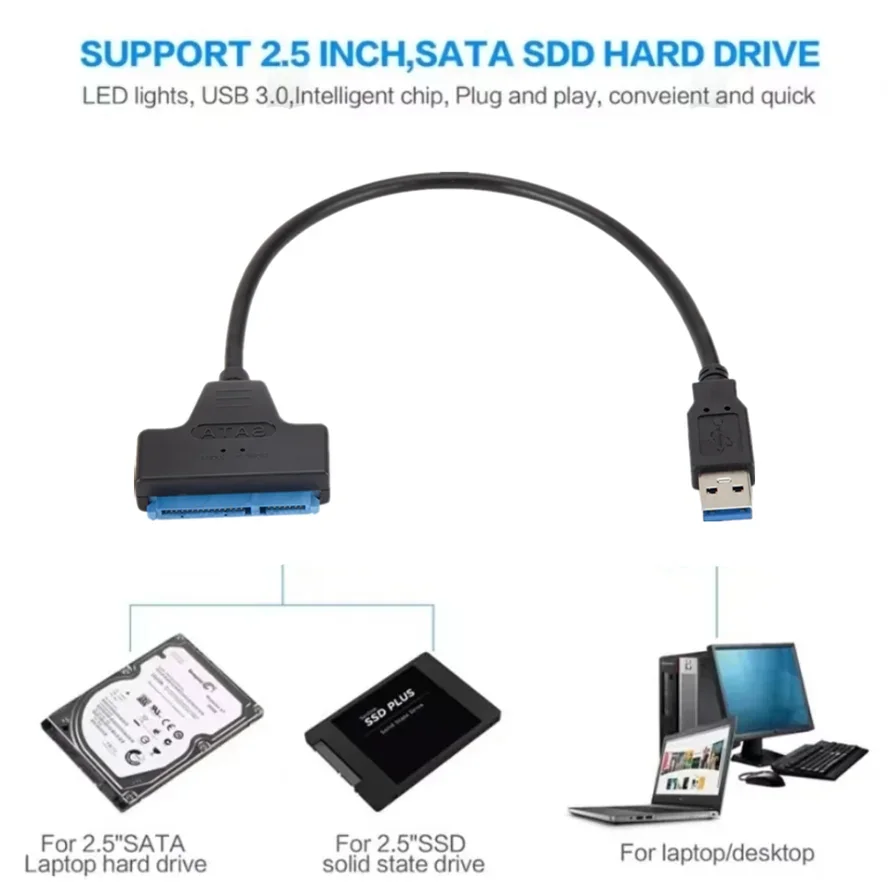 Кабель USB 3.0 2.0 SATA Адаптер Sata к До 6 Гбит/с Поддержка 2 5-дюймового внешнего жесткого
