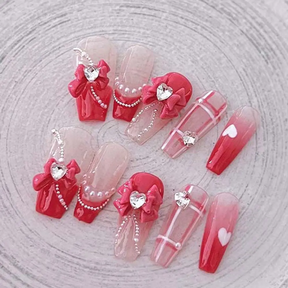 

1 Box Of Sweet Fan Bow Nail Diamond Sparkling Love Pearl Nail Accessories Camellia 3D Crystal Nail Ornail Ornament