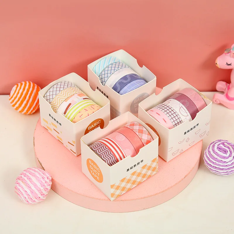 

5Rolls/box Solid Color Washi Tape Set Decorative Pattern Masking Tape Cute Scrapbooking Adhesive Tape School Stationery Supplies