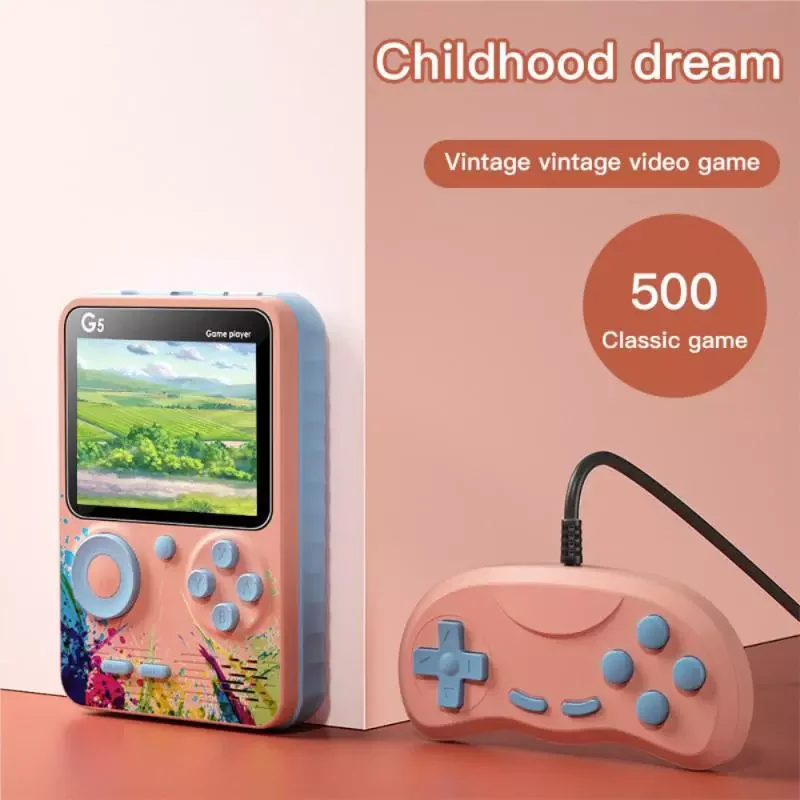 

NEW2023 500 In 1 Video Game Player Double Gamepads Retro Game Console Support AV Output LCD Screen Pocket Game Machine For Kid