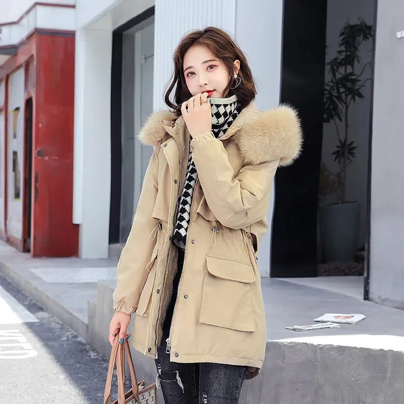 2022 New Winter Women Jackets Parka Warm Fur Lining Hooded Coats Long Thickn Parkas Large Fur Collar Jacket Winter Clothes