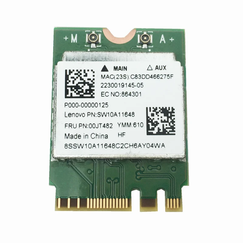 

Wireless Card For Realtek RTL8821AE 802.11AC NGFF M.2 Dual Band 433Mbps WiFi Bluetooth 4.0 Card For IBM Lenovo FRU 00JT482