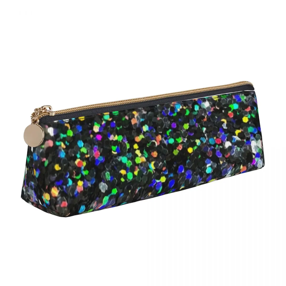 Case Black Glitter Print Elementary School Print Pencil Box Boy Girl Kawaii Leather Pen Bags