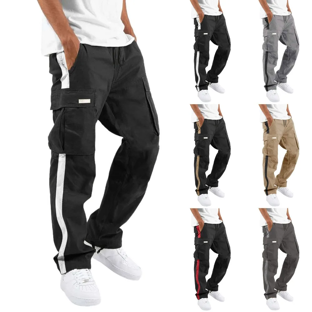 

Men's Drawstring Drawstring Pocket Color Matching Overalls