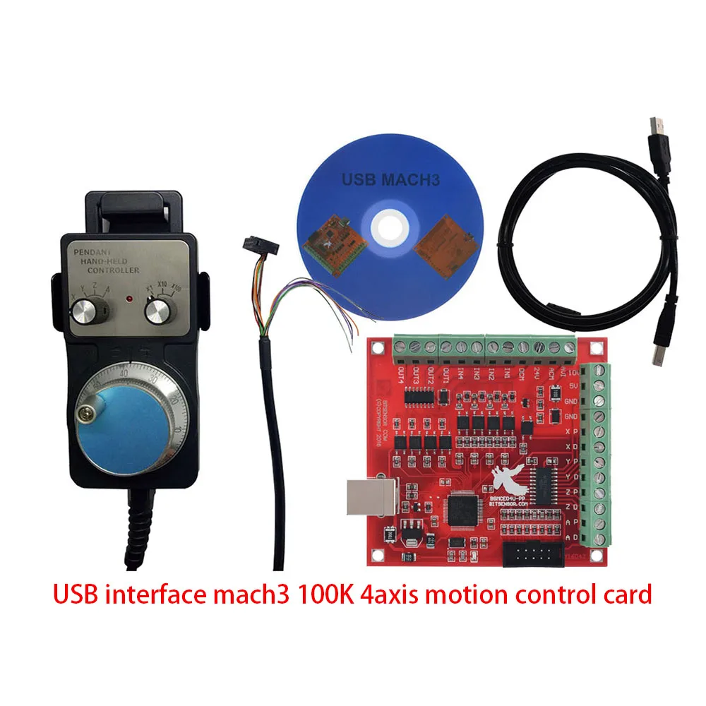 

Mach3 100k 4AXIS Motion Control Card+4AXIS MPG For Woodworking Engraving Machin CNC Machining Kit CNC Control Card USB Interface