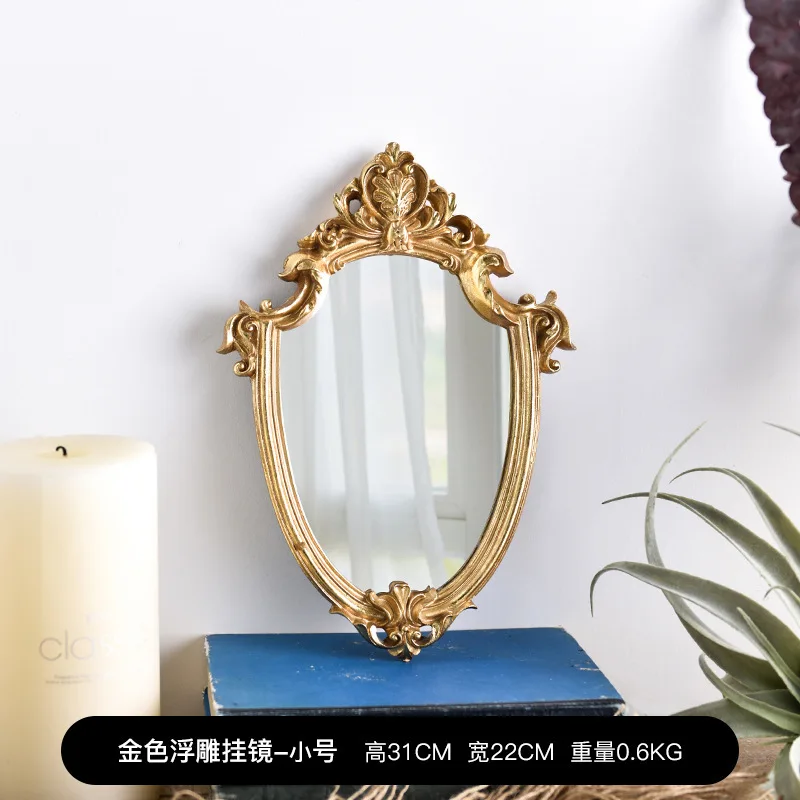 Gold Mirror Bathroom Geometric Irregular Small Shower Wall Mirror Full Body Wavy Tiles Flower Wandspiegel Home Decoration images - 6