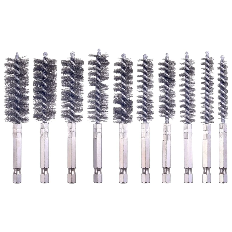 

Bore Brush Set-1/4Inch Hex Shank Twisted Wire Bore Brushes With Different Bristle Lengths For Tubes Ports Bearings Cleaning