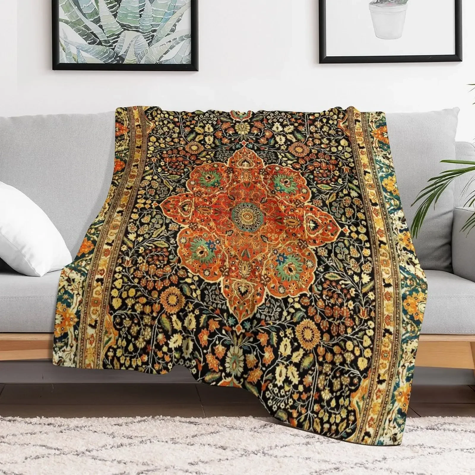 Антикварный персидский ковёр Кашанский плед