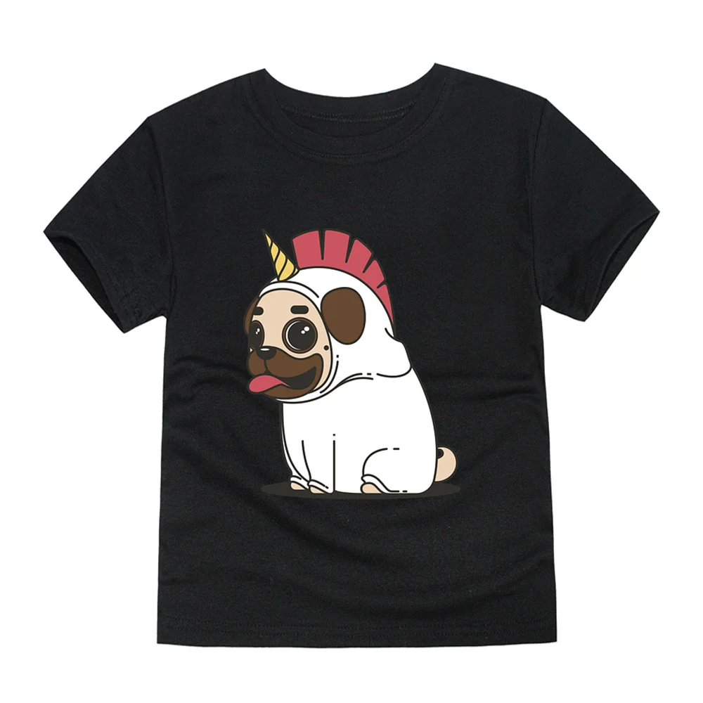 

3T-9T Kids T Shirt Cartoon Unicorn Pug Print Funny Children's T-Shirt Cotton T-Shirts for Girl Boy Clothing Summer Clothes