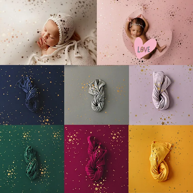 Тканевый фон для студийной фотосъемки новорожденных с одеялом позолоченными