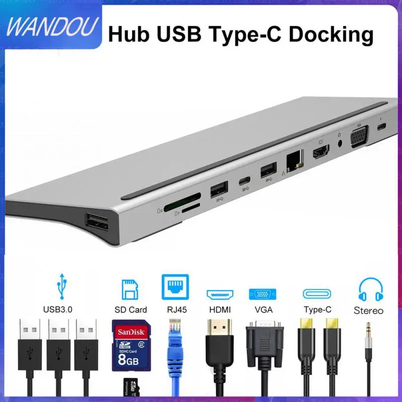 

Rj45 Usb-c Hub Docking Station With Sd / Tf Card Reader Data Transfer Type C To -compatible Adapter 1080p@60hz 5gbps