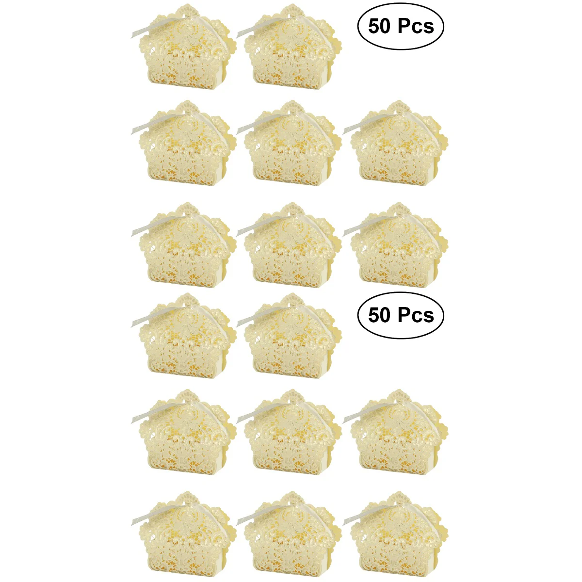 

100 шт., бумажные коробки для подарков, конфет, сладостей с лентами