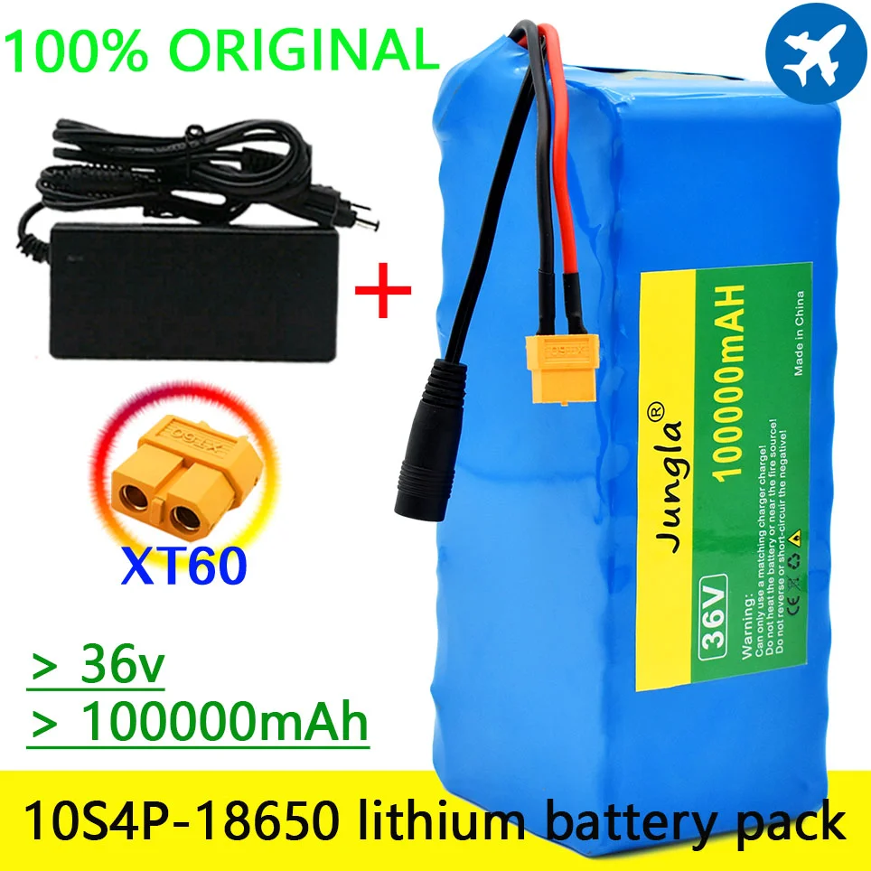 

36V 10S4P 100Ah battery pack 1000W high power battery 42V100000mAh Ebike electric bicycle BMS 42v battery with xt60 plug+charger