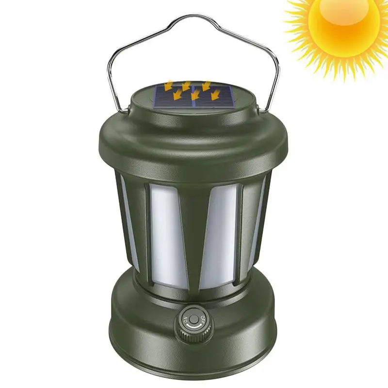 

Camping Lantern Rechargeable Portable LED Vintage Lamp IPX4 Waterproof Solar TYPE-C Rechargeable 3 Light Modes Camping Lantern