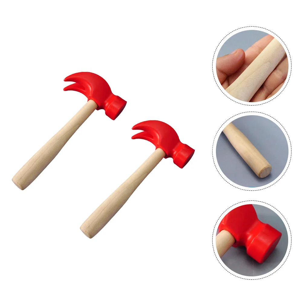 

2Pcs Wooden Mallet Pounding Beating Gavel Toys Pounding Bench Maintenance Tools for Boys Red