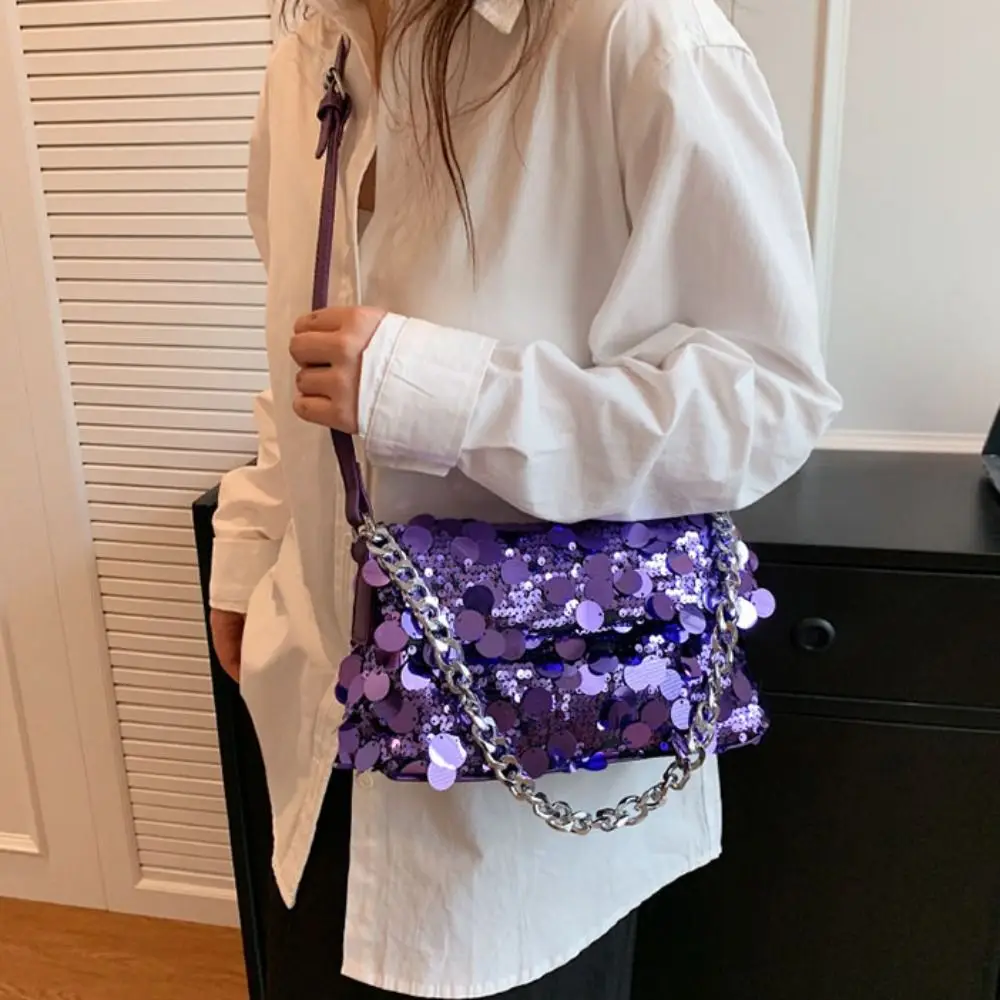 Блестящая вечерняя Банкетная сумка в стиле ретро Сумочка через плечо с цепью и