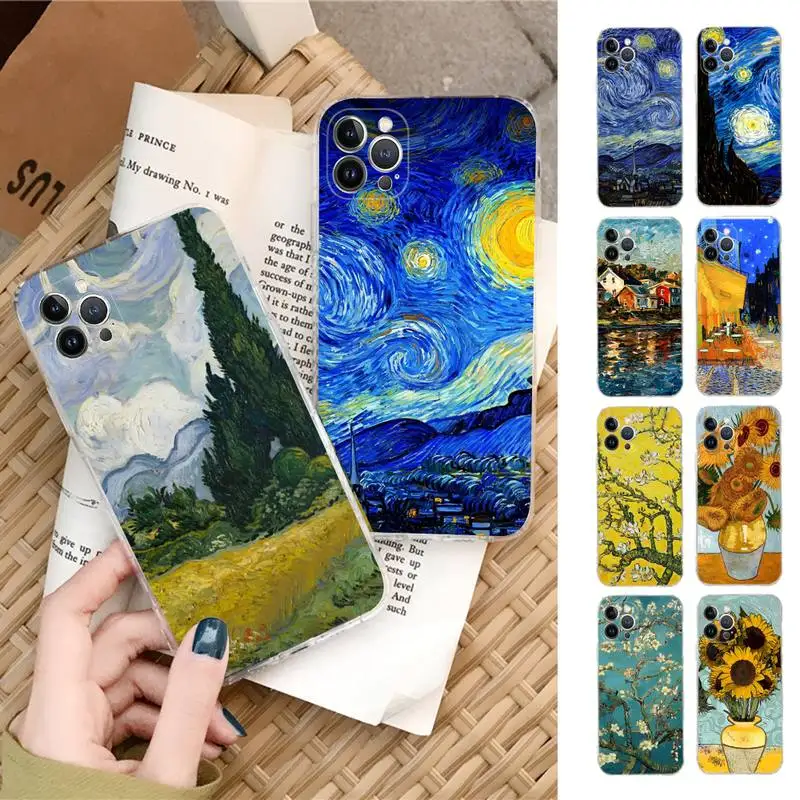

Van Gogh Starry Sky Ar Phone Case Silicone Soft for iphone 14 13 12 11 Pro Mini XS MAX 8 7 6 Plus X XS XR Cover