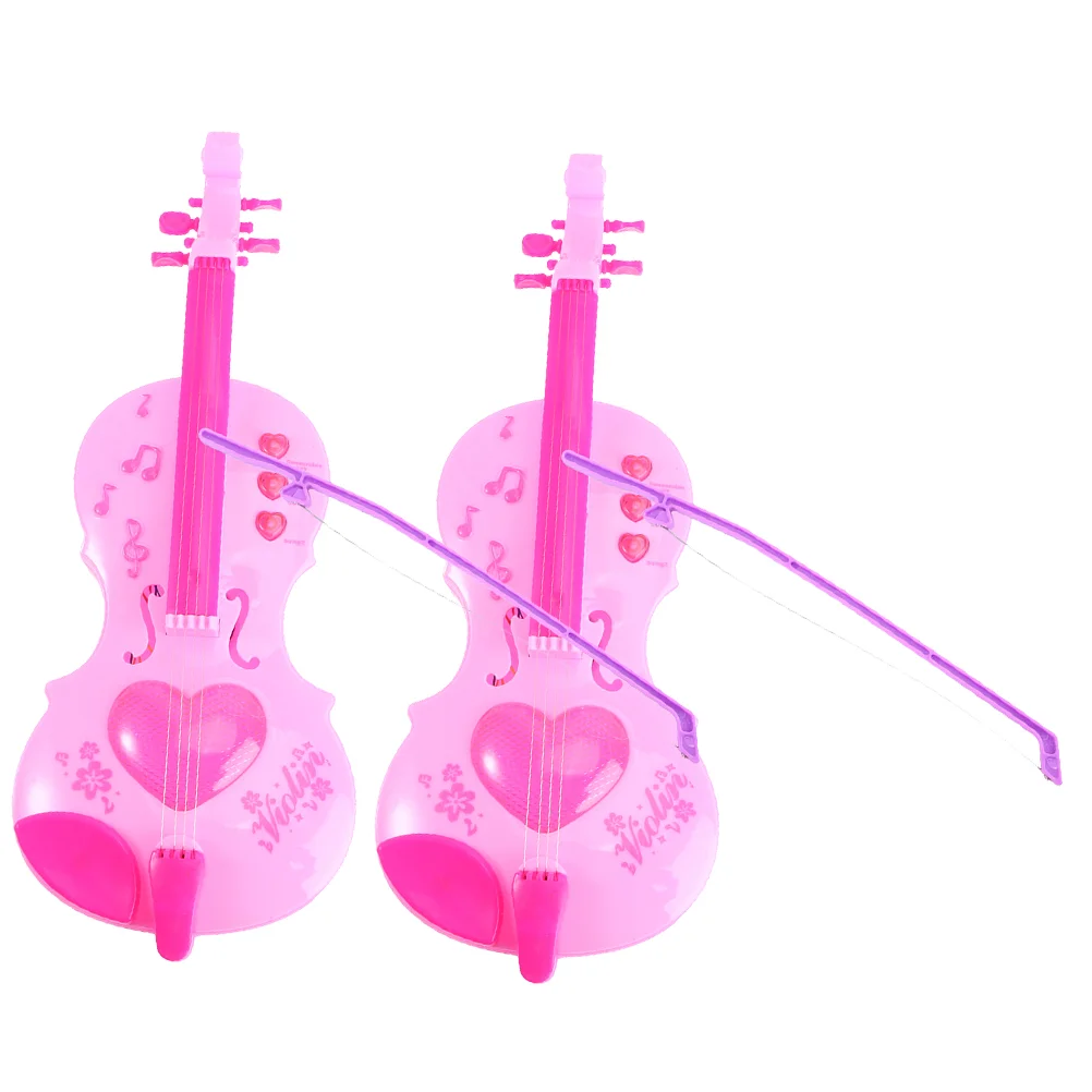 

2 Pcs Violin Musical Toy Beginner Instrument Toys Girls Education Guitar/Bass Children Plaything