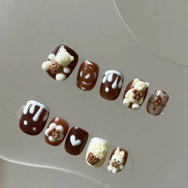 10 шт. многоразовые накладные ногти с клеем