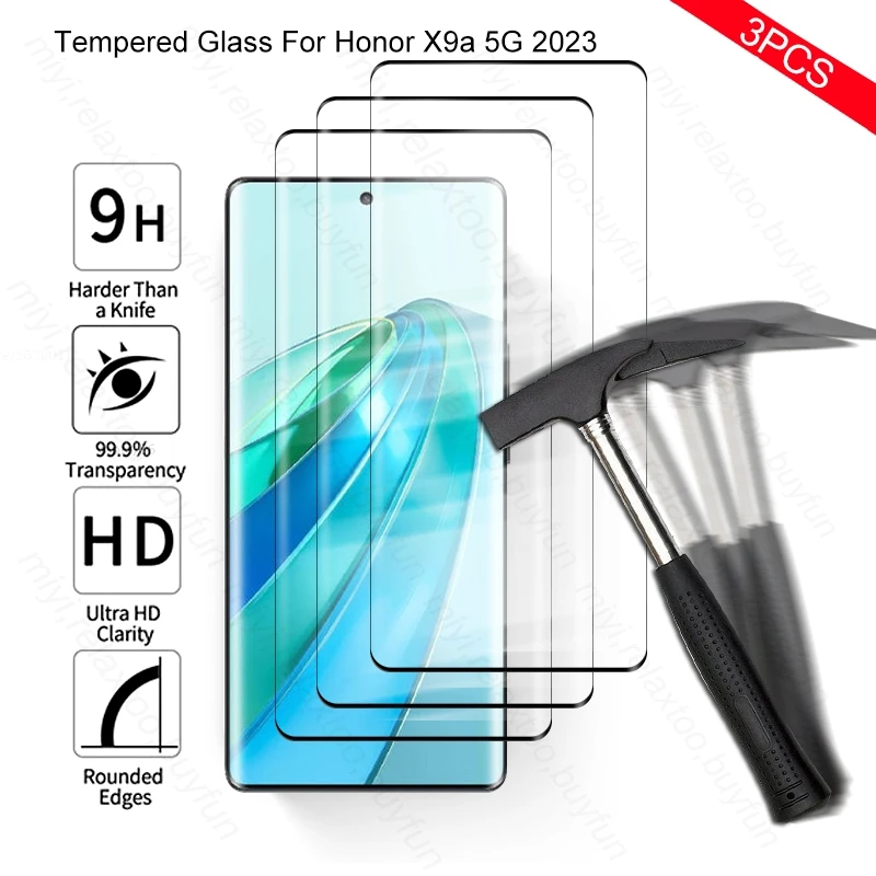 

3PCS 9D Curved Tempered Glass For Honor X9a Honar Honer X 9a X9 a 5G 2023 RMO-NX1 6.67" Armor Safe Screen Protector Film Cover