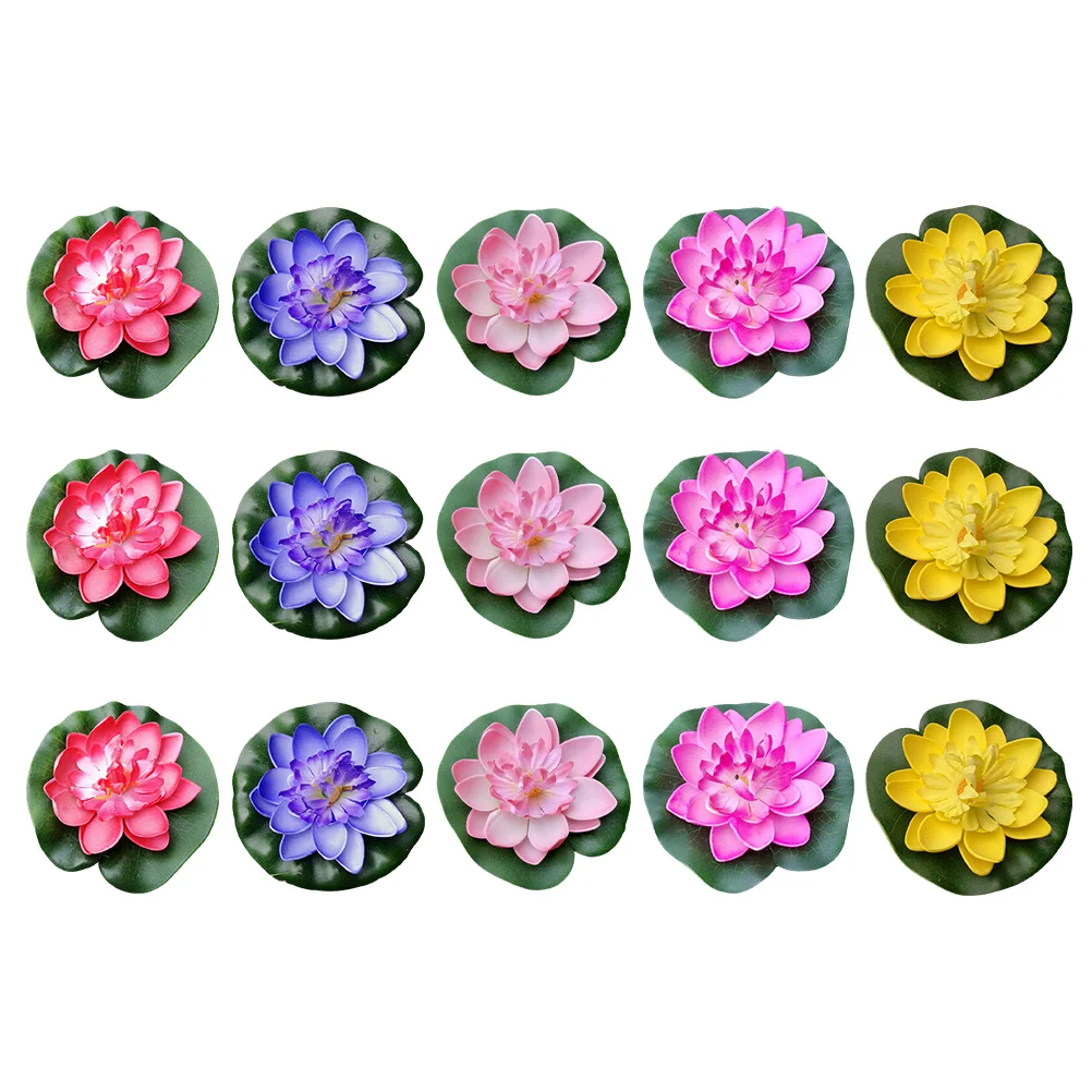 

Lily Flower Floating Water Pond Decor Artificial Fake Foam Flowers Pad Realistic Lifelike Decoration Pads Garden Pool Ponds