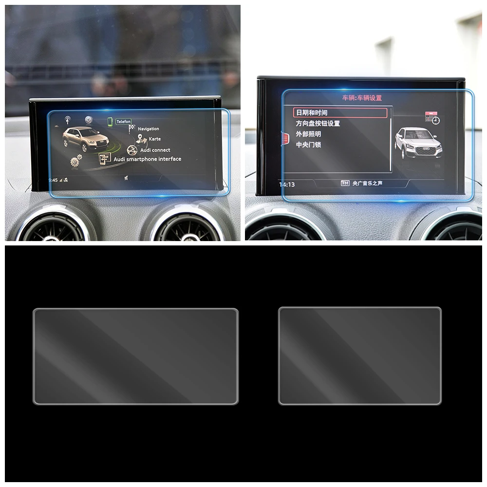 

For Audi Q2 2016-2021 Car Multimedia Video GPS Navigation LCD Screen Tempered Glass Protective Film Anti Scratch Accessories