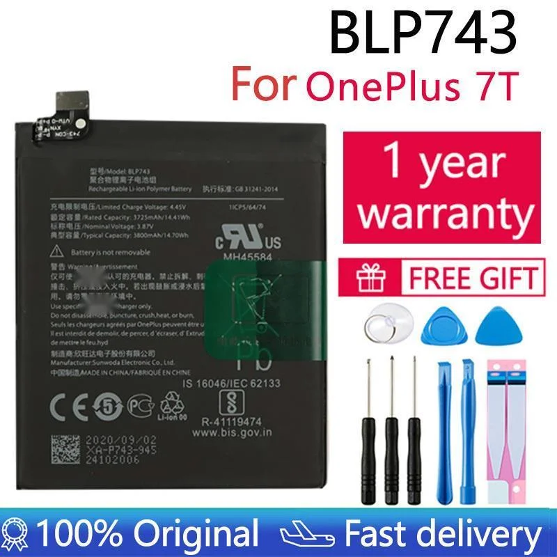

Аккумулятор BLP743 для телефона Oneplus 7T One Plus 7T, 3800 мАч