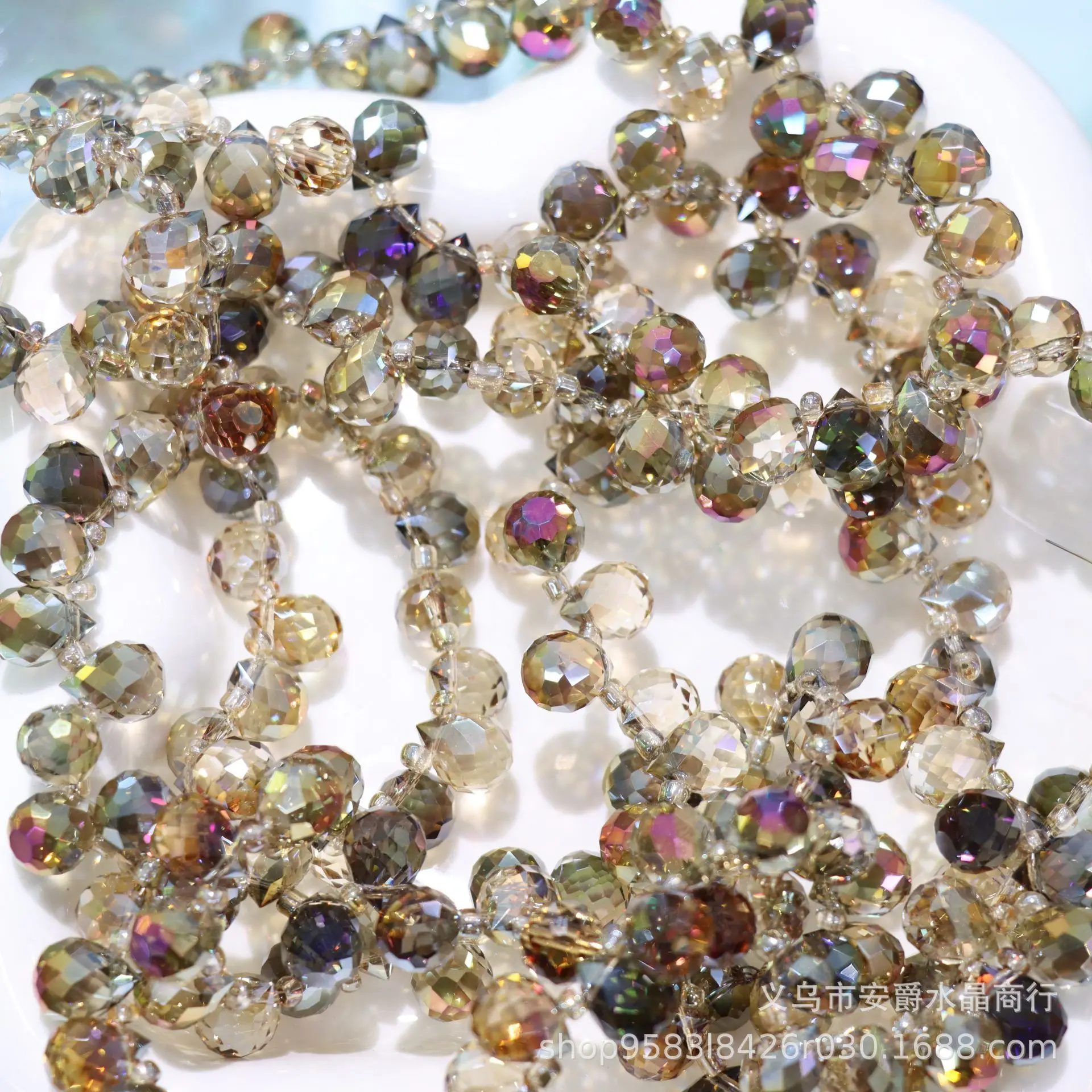 20pcs 4/6/8mm Strawberry Crystal Flashing Horizontal Hole Loose Beads Water Drop Spike DIY Jewelry Glass