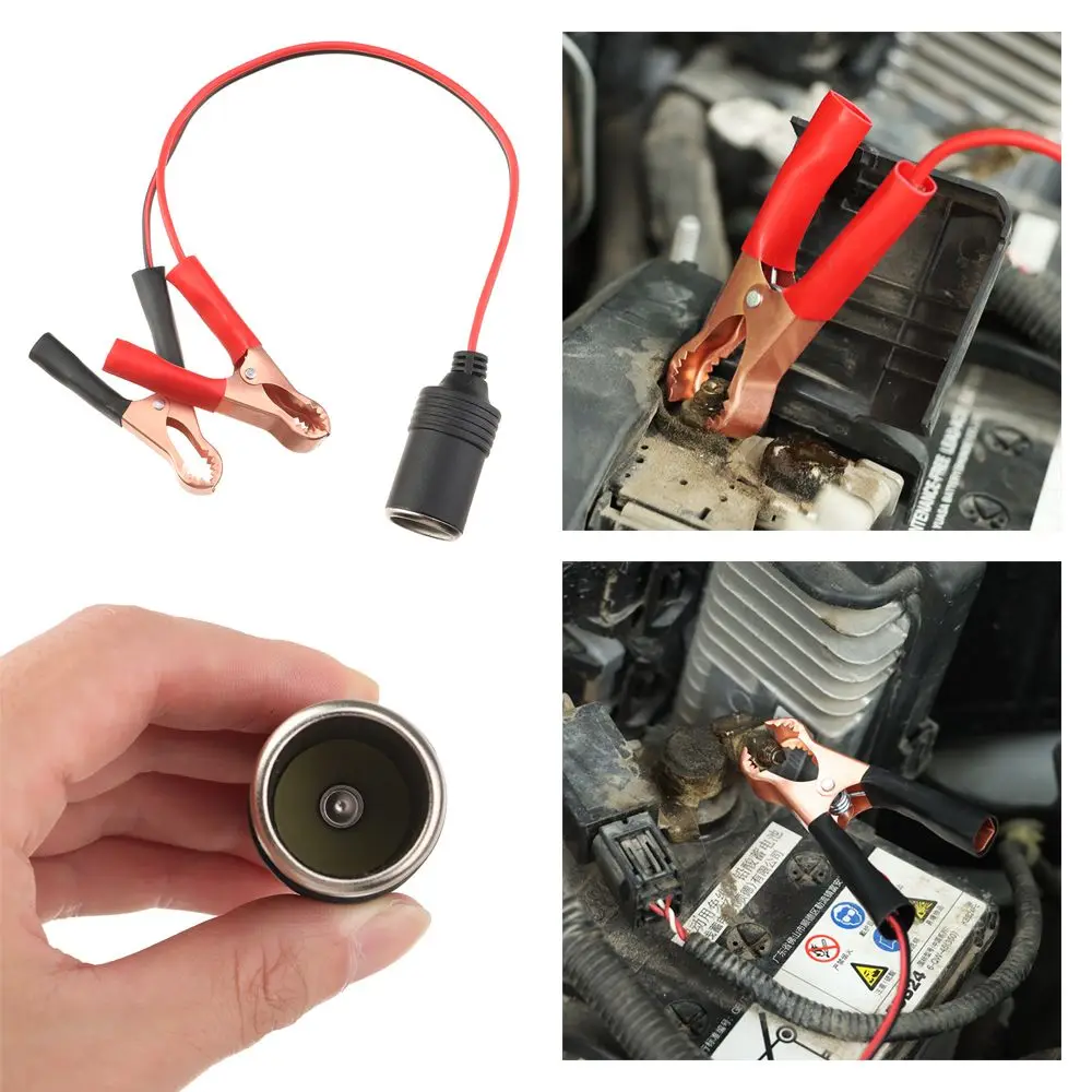 

Connector Socket Power Adapter 12V-24V Car Cigarette Lighter Alligator Crocodile Clip Female Socket to Battery