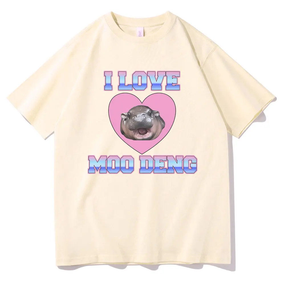 Футболки I Love Moo Deng Забавная детская футболка в стиле хиппота с мемом мужские и