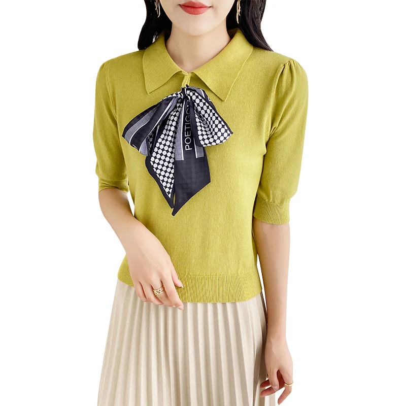 

Lafarvie Summer Women T-shirts Ice Silk Seamless Casual Silk Scarf O-neck Thin Short Sleeve Tops Clothing Streetwear Bottoming