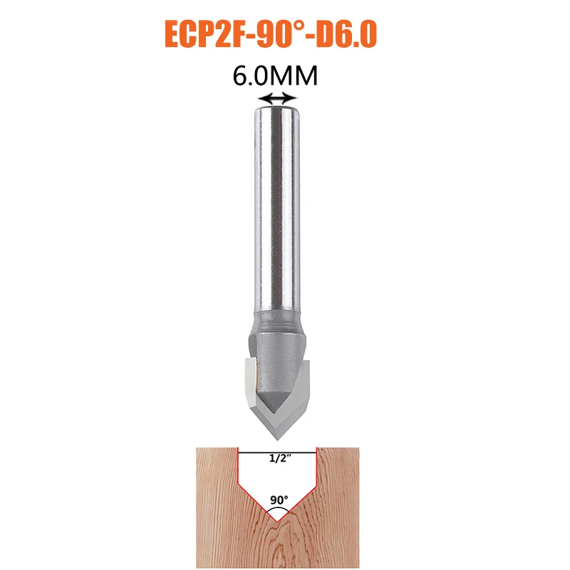1 шт. V-образные концевые фрезы 3D-фрезы из твердосплавной стали V-образные концевые фрезы с фаской Деревообрабатывающие фрезы, 60 90 градусов хвостовик 6 8 1/4 дюйма