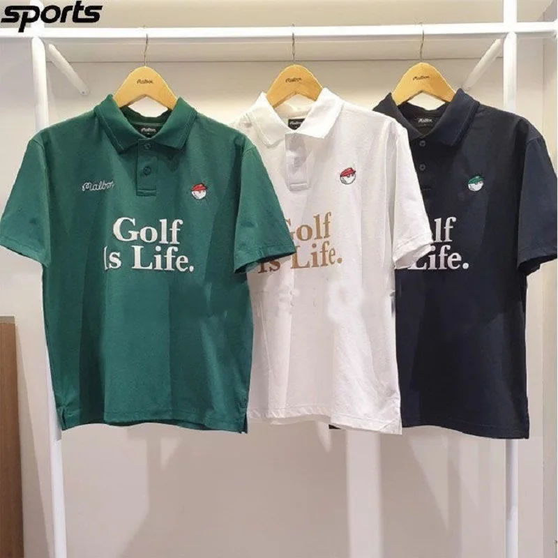 

New Men's Top Lapel Sports Sweat Wicking Breathable Golf Suit GOLF-word High Quality Summer Polo Shirt