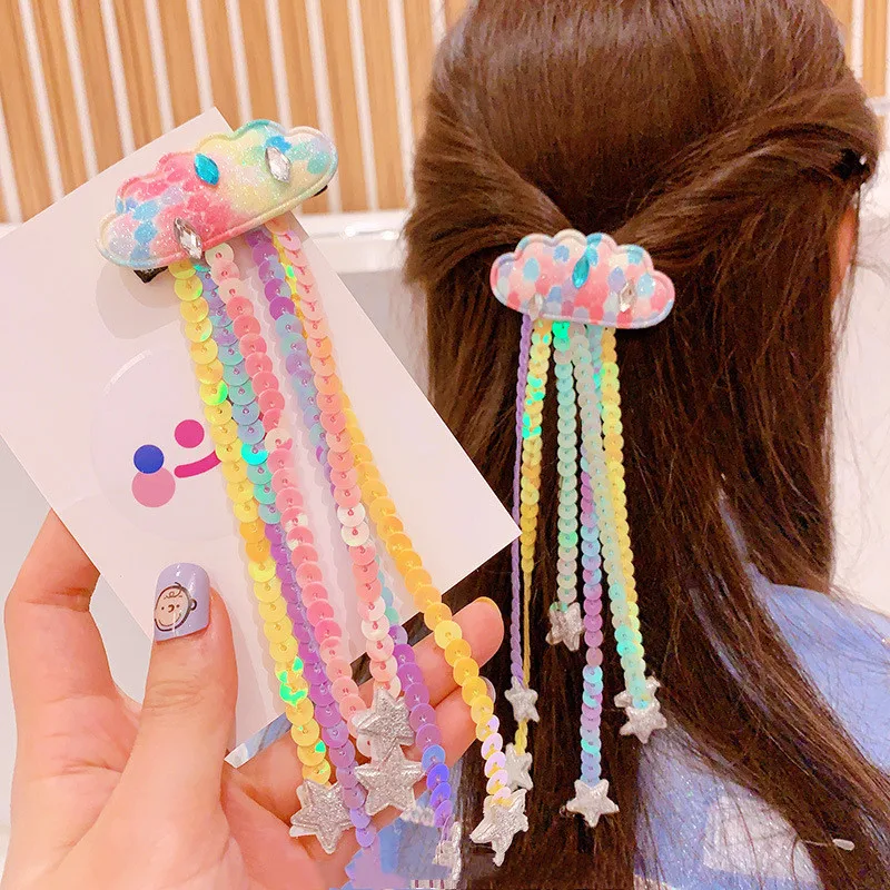 

Sweet Princess Baby Girl Barrettes Clips Colours Sequins Tassels Stars Hairgrips Hairpins Kids Girls Headwear Hair Accessories
