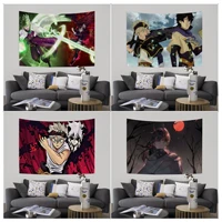 black clover printed large wall tapestry art science fiction room home decor wall art decor