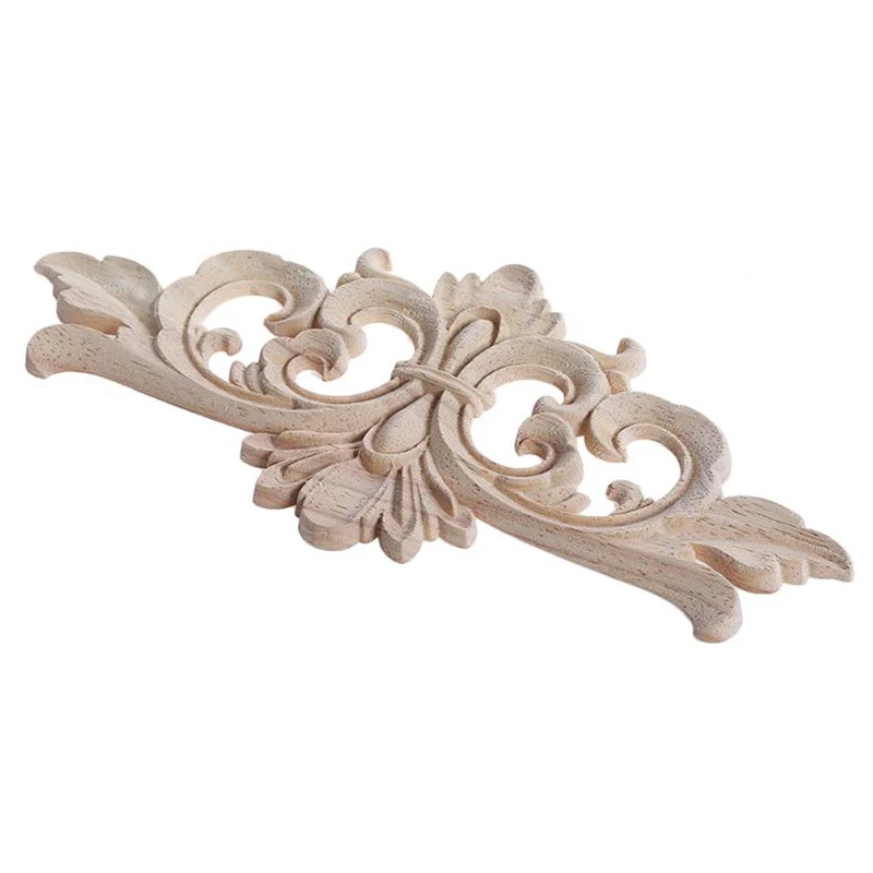 

Natural Floral Wood Carved Wooden Figurines Crafts Corner Appliques Frame Wall Door Furniture Woodcarving Decorative
