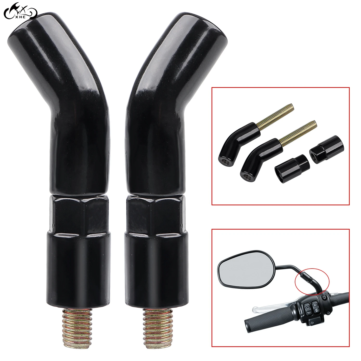 Удлинитель стержня зеркала заднего вида переходник 3 дюйма из черного металла