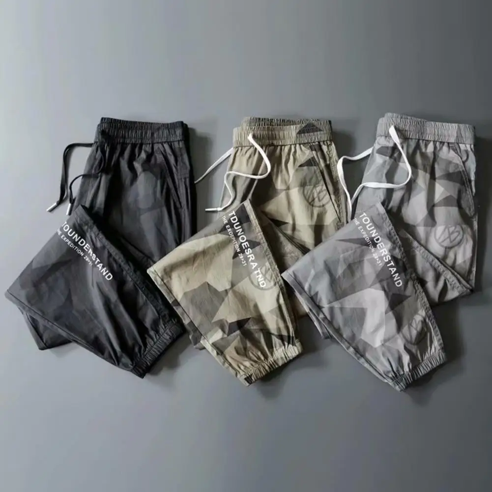 

Men Pants Elastic Waistband Cargo Pants Casual Straight Sports Cargo Pants