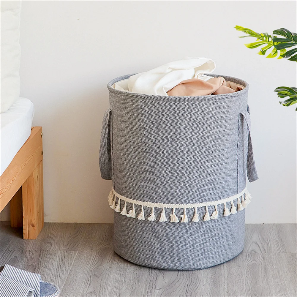 

Household Large Fabric Storage Barrel 2023 Dirty Clothes Basket Multifunctional Laundry Basket Home Storage Simple Wind Foldable