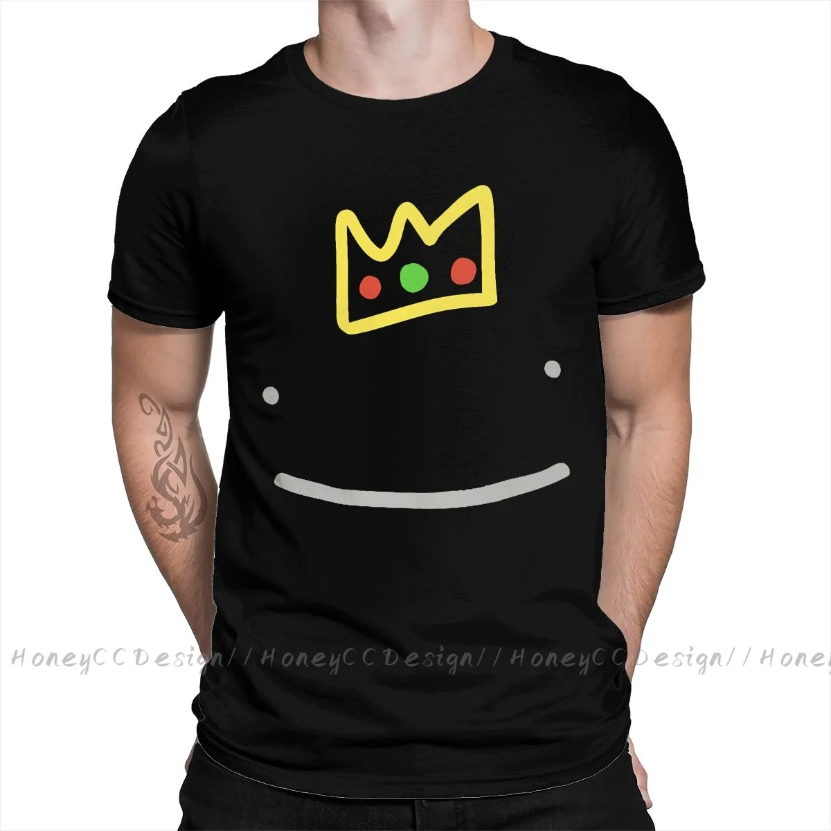 

Новое поступление футболок Dream Smp Mai_Ranboo Crown Smile, рубашка с круглым вырезом, Хлопковая мужская футболка для взрослых