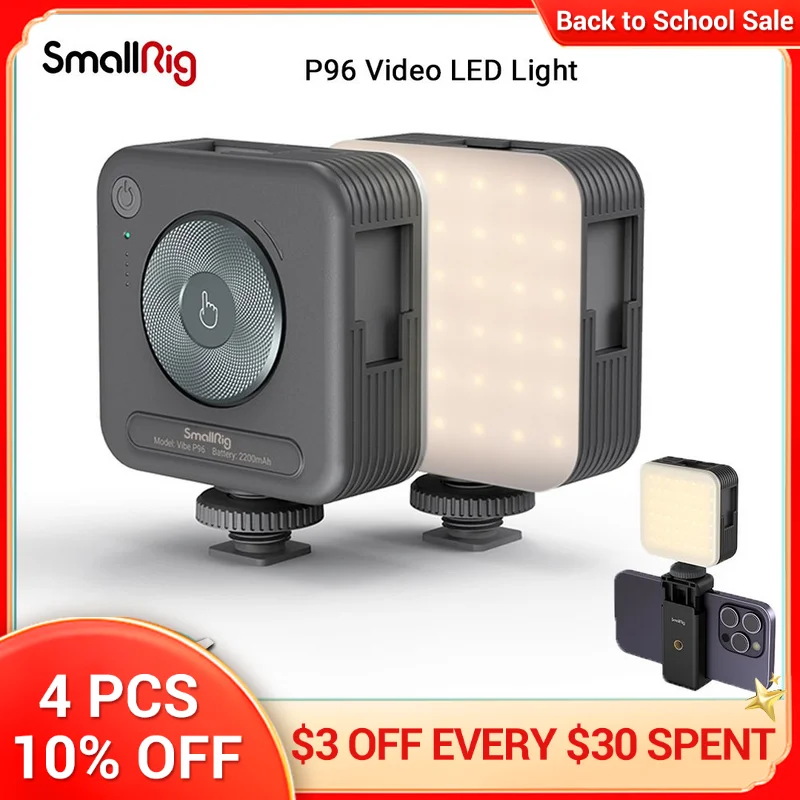 SmallRig Video светильник, портативная фотокамера, 96 фотографий, освещение для фото-и видеосъемки, перезаряжаемая 2200mAh CRI 95 + 2700-6500K