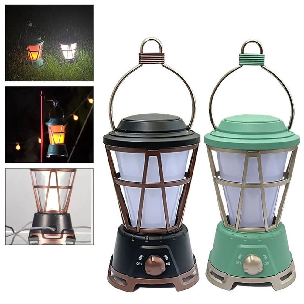 

Rechargeable LED Camping Lantern Flame Hanging Night Light Tent Lamp Torch Solar Energy Working Lights Outdoor Equipment