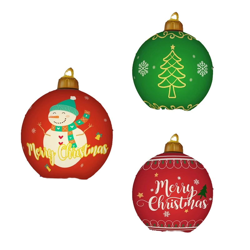 

60CM Christmas Inflatable Decorated Ball PVC Giant Big Large Balls Xmas Tree Decorations Toy Ball Without Light