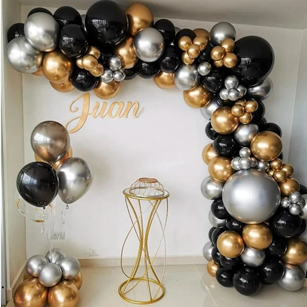 

110pcs/121pcs Black Gold Balloons Arch Garland Set Confetti Latex Balloon for Wedding Birthday Party Decor Adults Baby Shower