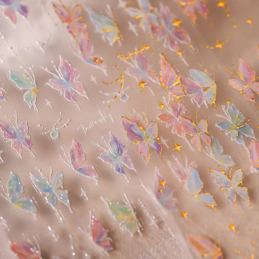 Акриловые гравированные наклейки для ногтей золотая линия розовый дизайн