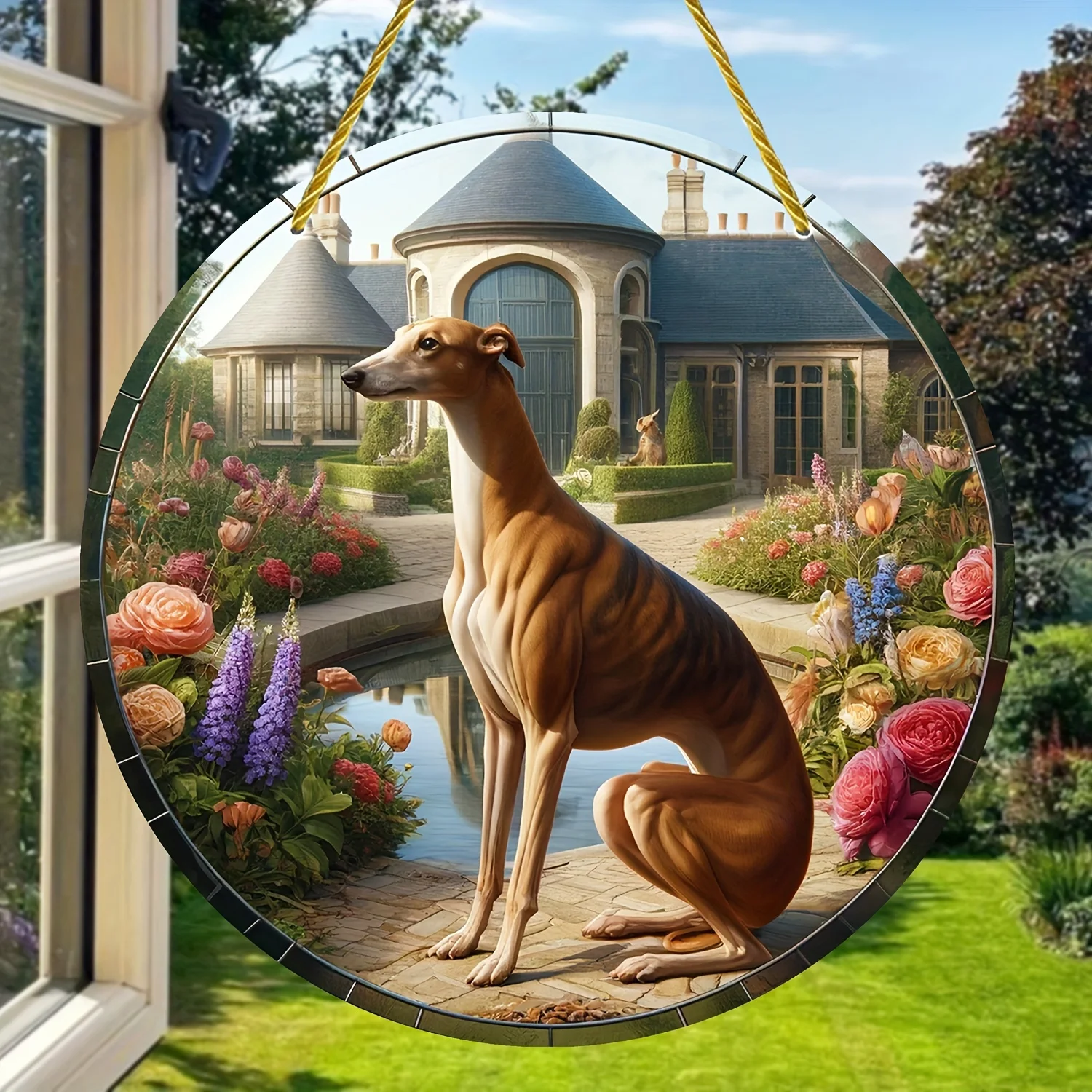 Испанский борзой витраж висящий Ловец солнца многофункциональная акриловая