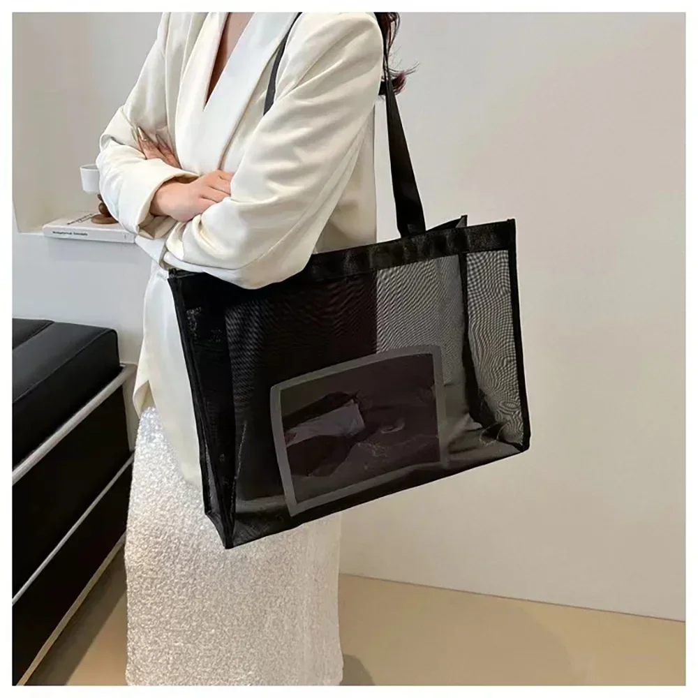 Сетчатые дорожные сумки для покупок тоут на плечо вместительные женские