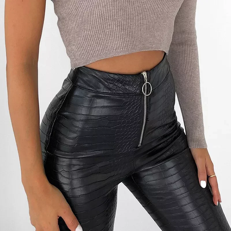 

ropa aesthetic y2k pants Pu High Waist Faux Leather Pants Women leggings Skinny Office Ladies Trousers Casual Slim Black Stra